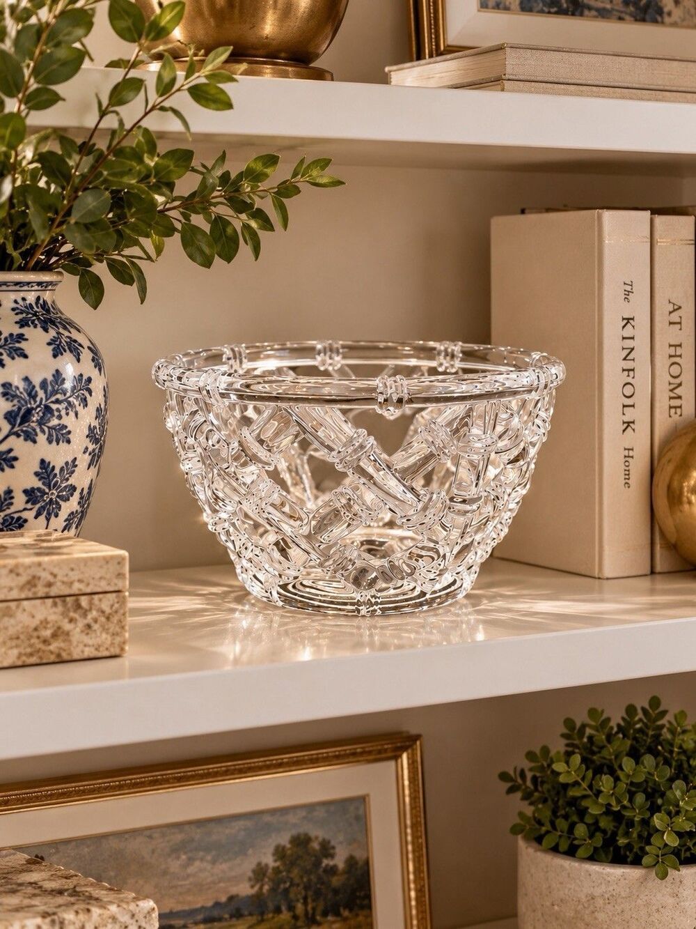 Vintage Tiffany & Co. Crystal Decorative Bowl Bamboo Lattice Pattern 6"/15.5cm E